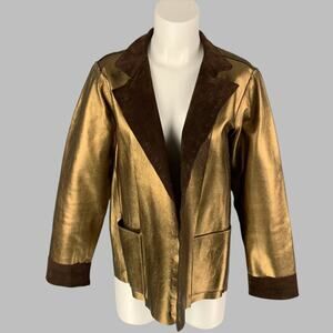 YVES SAINT LAURENT by TOM FORD Size L Gold & Brown Leather Reversible Jacket